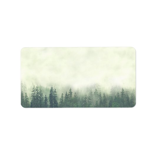 Étiquette Foggy Green Pines Rustique do-it-yourself Imprimer (Devant)