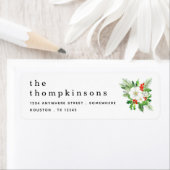 Étiquette Folial blanc Nom Retour Adresse Noël (En situation)