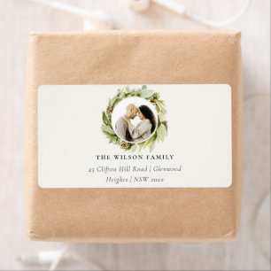 Étiquette Folithe Winter Wreath Christmas Adresse photo