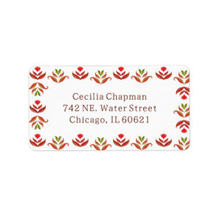 Étiquette Folk Art Floral Bordure mignonne Cosy Rustique Aut
