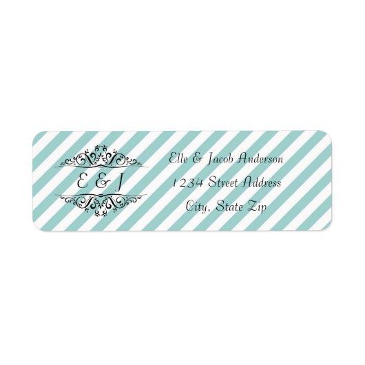 Étiquette Fond Blanc Rayures Bleu Clair - Adresse de l'expéd (Devant)