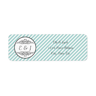 Étiquette Fond Blanc Rayures Bleu Clair - Adresse de l'expéd