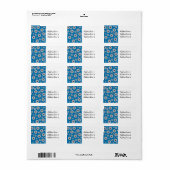 Étiquette Fond bleu avec fleurs blanches (Feuille entière)
