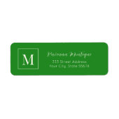 Étiquette Forest Green Elegant Personalized Monogram Name (Devant)