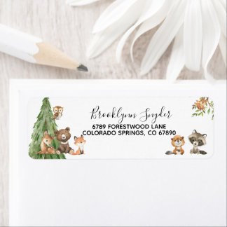 Étiquette Forest Woodland Animal Adresse de retour