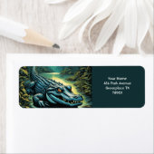 Étiquette Forêt Alligator de dessin animé mignon Imaginaire (En situation)