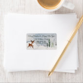 Étiquette Forêt de neige avec un cerf de bébé Noël (En situation)