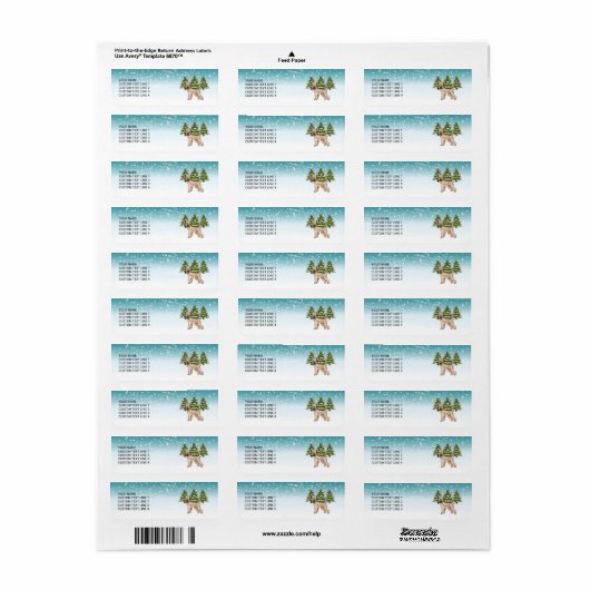 Étiquette Forêt d'hiver de neige de Terrier roux à revêtemen (Feuille entière)