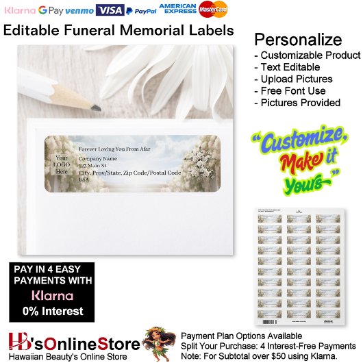 Étiquette Forever Loving You From Afar Funeral Memorial 