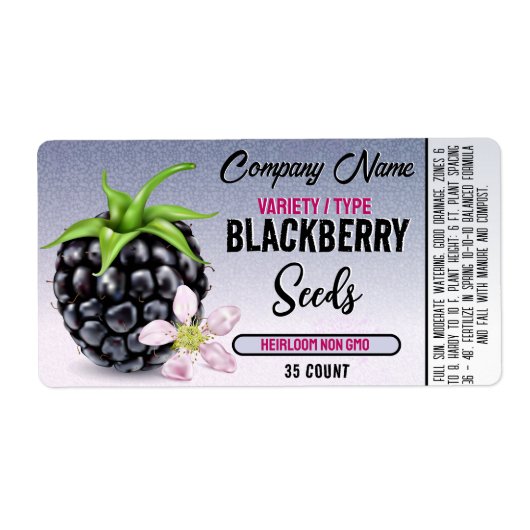 Étiquette Forfait Blackberry Seed (Devant)
