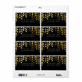 Étiquette Forfait moderne Confetti Confetti Black & Gold Éti (Feuille entière)