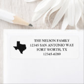 Étiquette Forme de carte Texas noir (En situation)