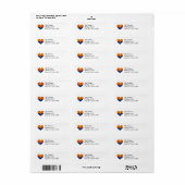 Étiquette Forme de coeur du drapeau de l'Arizona (Feuille entière)