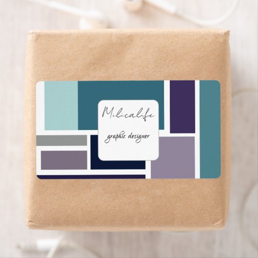 Étiquette Formes abstraites, autocollant carré pour les médi (En situation)