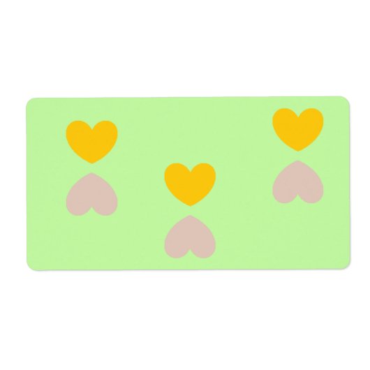 Étiquette Formes de coeur sur vert clair (Devant)