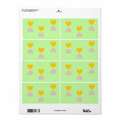 Étiquette Formes de coeur sur vert clair (Feuille entière)