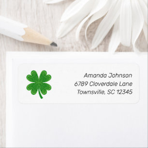 Étiquette Four Leaf Clover St. Patrick's Day Adresse de reto