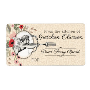 Étiquette Fourchette vintage de cupidon de la cuisine de