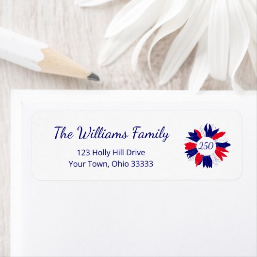 Étiquette Fourth of July USA 250 Anniversary Return Address (En situation)