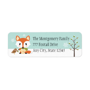 ÉTIQUETTE FOX DE BÉBÉ D'HIVER EN DIAPS