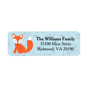 Étiquette Fox floral bleu de bébé