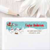 Étiquette Foxes de l'Arctique Bois de Noël (En situation)