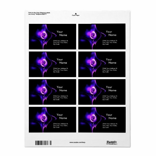 Étiquette FRACTAL ROSE 1 bleu rose pourpre noir (Feuille entière)