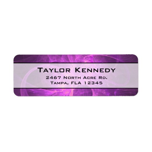 Étiquette Fractale Abstraite rose et violet avec cercles (Devant)