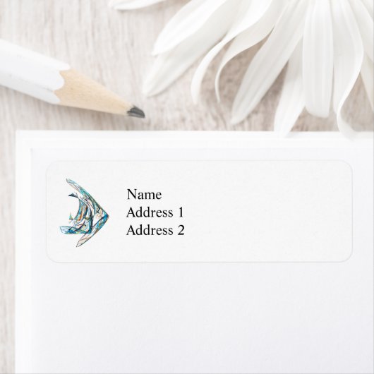 Étiquette Fractale - Poisson-ange (En situation)