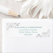 Étiquette Fractions en argent Turquoise sur Mariage blanc Ad (En situation)