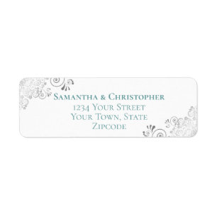 Étiquette Fractions en argent Turquoise sur Mariage blanc Ad