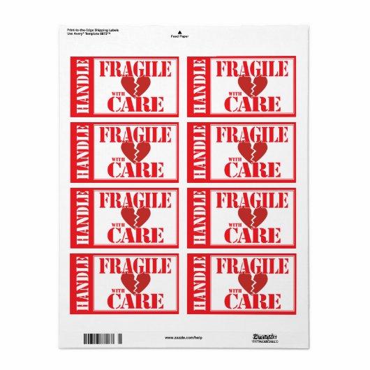 Étiquette Fragile (Feuille entière)