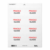 Étiquette Fragile - Emballage et déplacement de verre (Feuille entière)