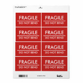 Étiquette Fragile / Ne pas plier Red Bold Mailing (Feuille entière)