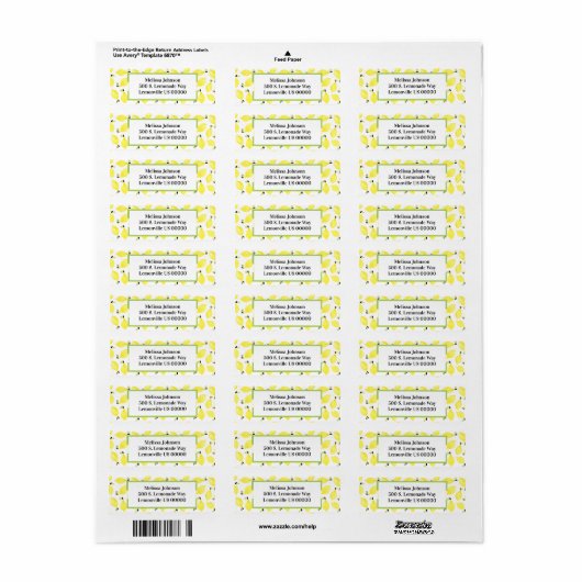 Étiquette Fraîchement Motif citron clair d'été + vert (Feuille entière)