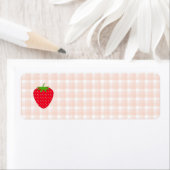 Étiquette Fraise rouge sur En vichy Check. (En situation)