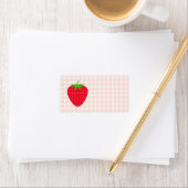 Étiquette Fraise rouge sur En vichy Check. (En situation)