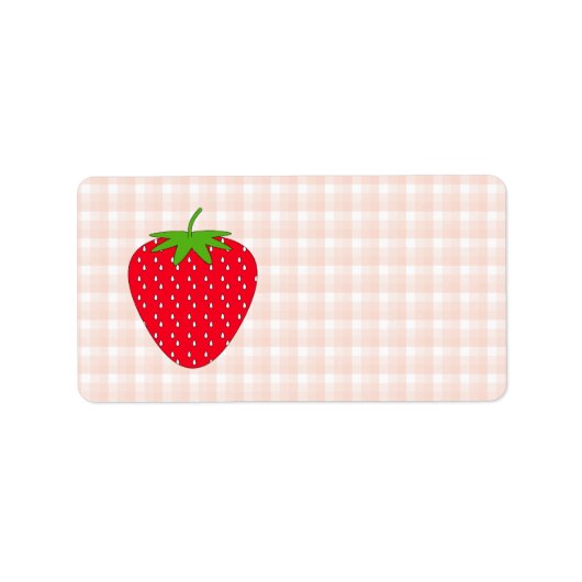 Étiquette Fraise rouge sur En vichy Check. (Devant)