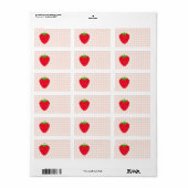 Étiquette Fraise rouge sur En vichy Check. (Feuille entière)