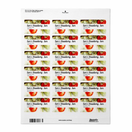 Étiquette fraise vintage - confiture personnalisée (Feuille entière)