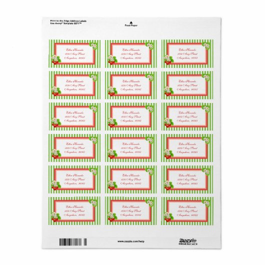 Étiquette Fraises (Feuille entière)