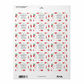 Étiquette Fraises d'aquarelle Berries peintes rose et rouge (Feuille entière)