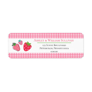 Étiquette Fraises et chèques roses Adresse de retour
