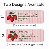 Étiquette Fraises roses rouges et rayures Nom long tendance