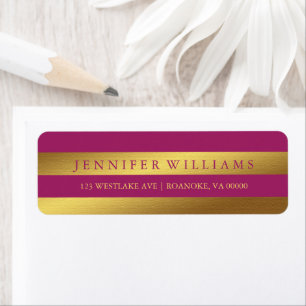 Étiquette Framboise Moderne Faux Gold Foil Stripes