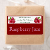 Étiquette Framboises encadrées dans la nourriture rouge mais (En situation)