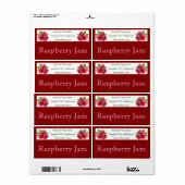 Étiquette Framboises encadrées dans la nourriture rouge mais (Feuille entière)