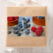 Étiquette Framboises et bleuets (En situation)