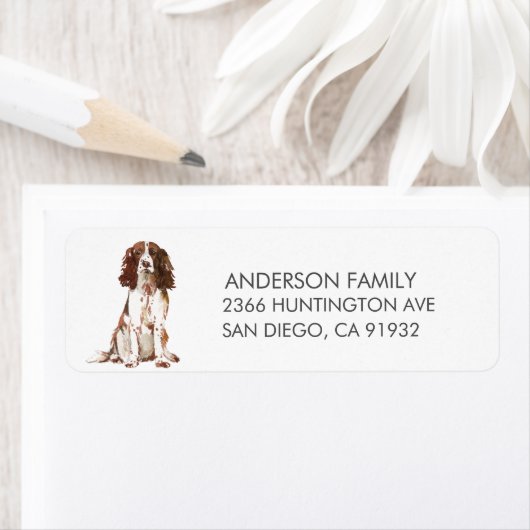 Étiquette Français Springer Spaniel Dog Adresse de retour La (En situation)