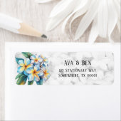 Étiquette Frangipani Floral Hawaii Mariage Retour Adresse (En situation)